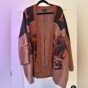 Dressed in LALA Brown and Black Cardigan